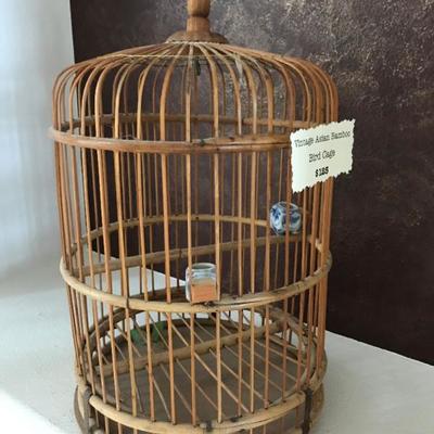 Vintage Asian bamboo bird cage. $125.