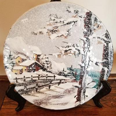 Snow scene plate. $30
