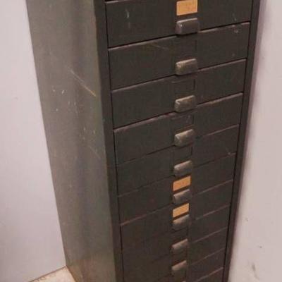 Vintage Flat File Cabinet - 13 drawers approx. 17 ...