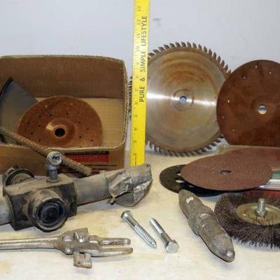 Lot of Saw Blades, piece of re-bar , BIG bolts and ...