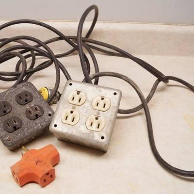 Lot of 2 Extension Cord 4 outlet power boxes w 3- ...