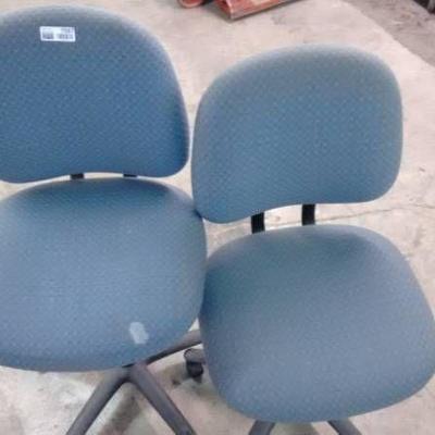 Two Upholstered Armless Office Chairs