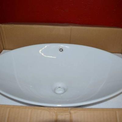 Aquaterior Oval Porcelain Ceramic Bathroom Sink.
