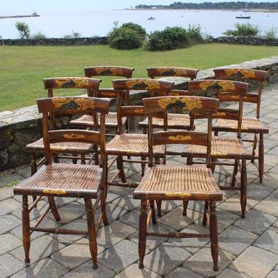 Set of 8 antique decorated chairs 