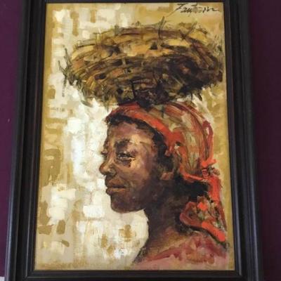 Brazilian African Art Woman with Basket