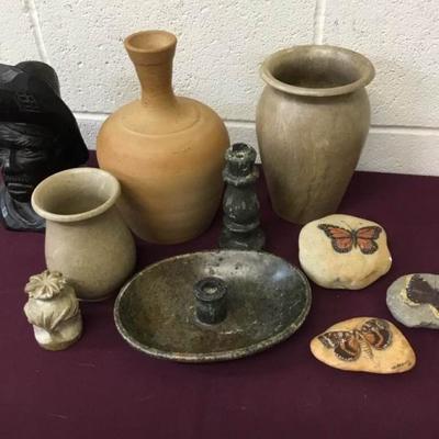 Vases, Statue, Candles, Rocks