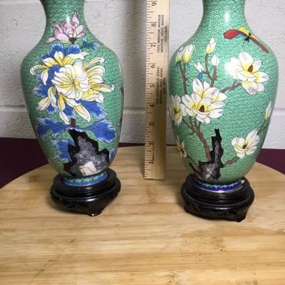 Beautiful Green Painted Floral Vases