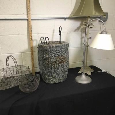 Table Lamps, Baskets, and Cement