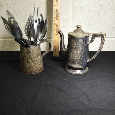 Silver Teapot and Tin Cup