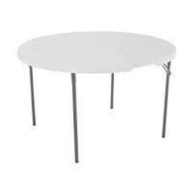 Lifetime Round Tables 48-inch White Fold-in-Half T ...