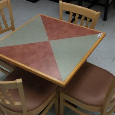 2 Tone Square Table with Base and 4 Schafer Wood F ...