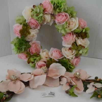 Faux Flower Wreath 15 and Wall Hanging Flower Arr ...
