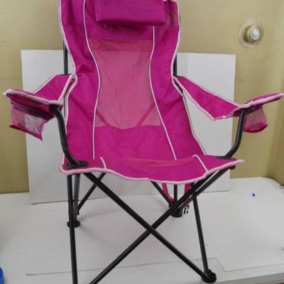 Pink Oversized Mesh Folding Chair with Carrying Ba ...