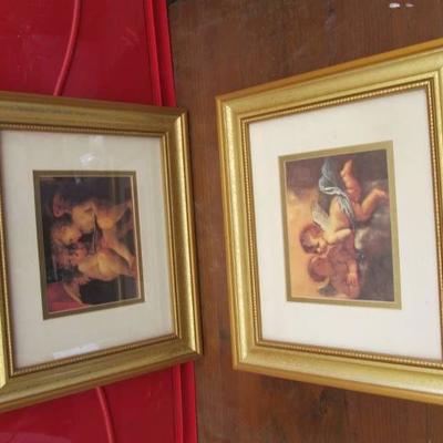 2 - 12 x 14 Gold framed Angel pics very good co ...