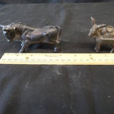 Donkey & Bull Metal Figurines