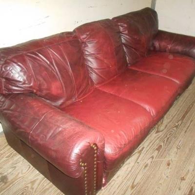 Leather Couch - Burgundy Color