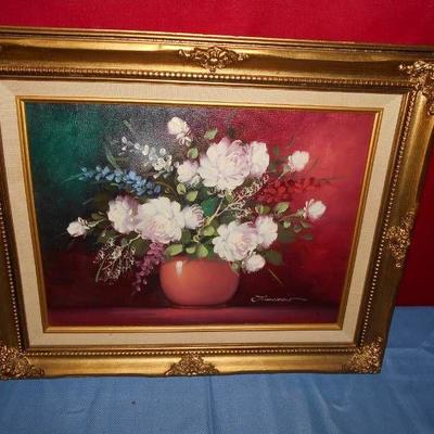 Gold Framed Floral Oil Painting