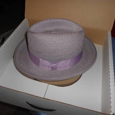 Men's Size 7 Fedora Hat Purple Grey
