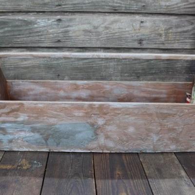 Wooden toolbox with tools