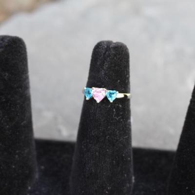 925 Sterling Silver Blue & Pink Topaz Ring
