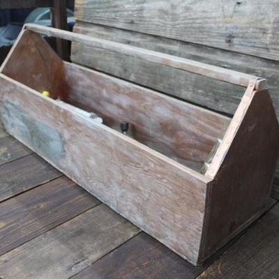 Wooden toolbox with tools