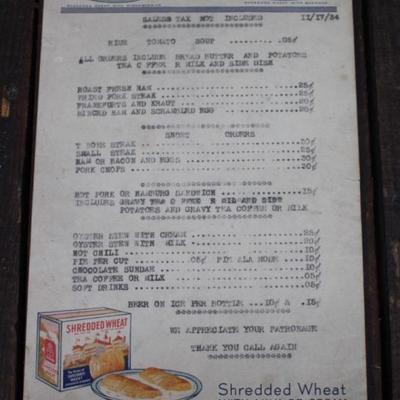 Pencil Sketch on 1930's menu