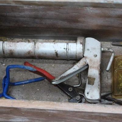 Wooden toolbox with tools