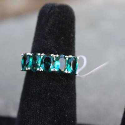 925 Sterling Silver Green Topaz Ring