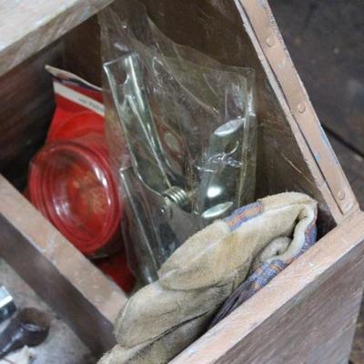 Wooden toolbox with tools