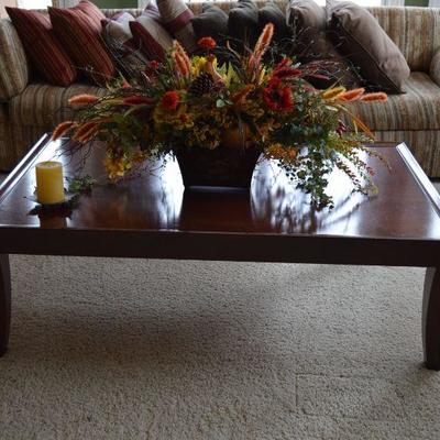 Coffee Table & Artificial Floral Arrangement