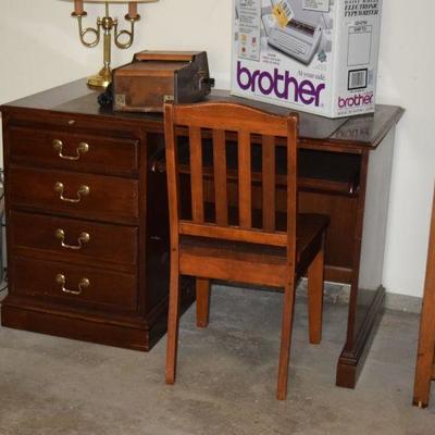 Desk w/Chair, Brother Typewriter,  & Collectible Decor