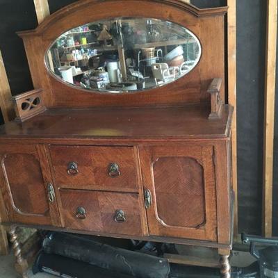 antique oak buffet with mirror