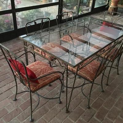 Glass and metal patio furniture 