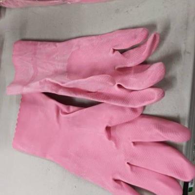 12 Packs Of Pink Rubber Gloves. Size Medium. 12 P ...