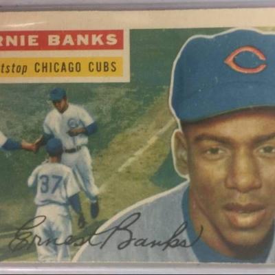 Original 1956 Topps Ernie Banks Chicago Cubs #15 B ...