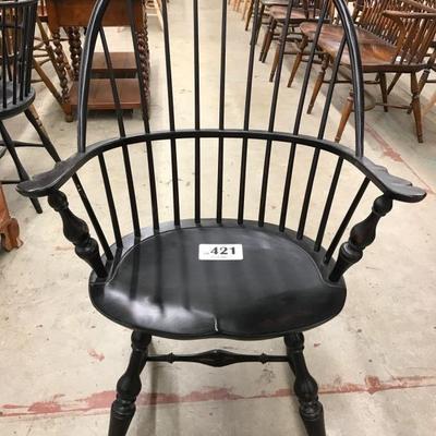 D.R. Dimes bow back Windsor arm chair with black crackle paint