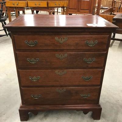 D.R. Dimes diminutive cherry Chippendale style 4 drawer bracket base chest 28.5