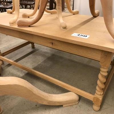 D.R. Dimes partially completed barley twist coffee table in white oak, unfinished