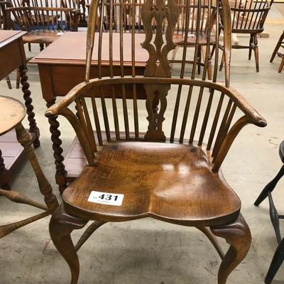 D.R. Dimes english style Thames Valley Windsor chair with Queen Anne cabriole legs in maple