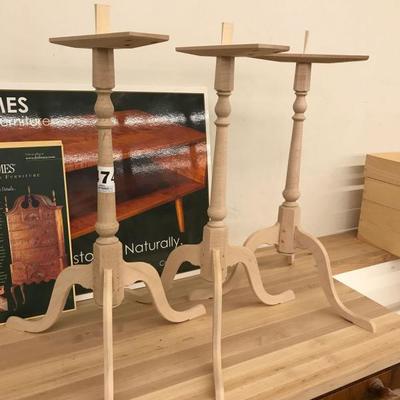 D.R.Dimes 3 Dunlap candle stand bases in tiger maple, unfinished