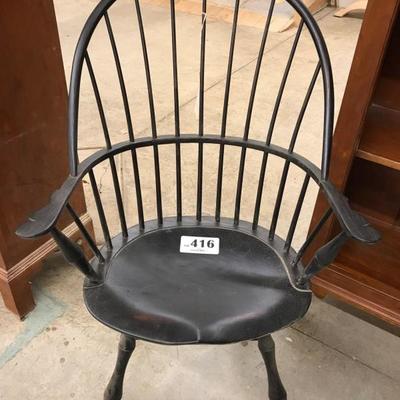 D.R.Dimes bow back Windsor arm chair with black crackle paint