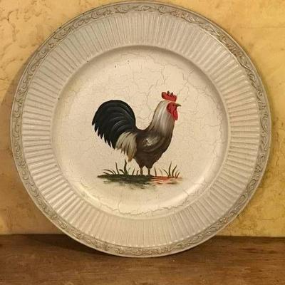 Wooden Rooster Plate-centerpiece or wall décor