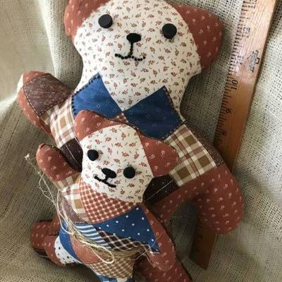 Set of Vintage quilted teddy bear shaped pillows