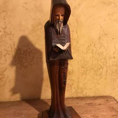 12 Wood Carved Monk Statue