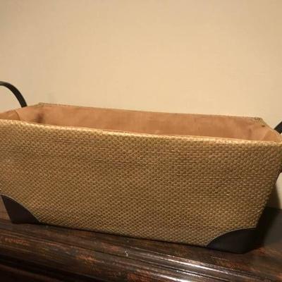 Long Rectangle Basket with leather handles