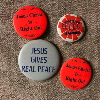 Vintage Button Pins with religious theme