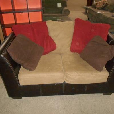Leather and Micro Fiber Love Seat