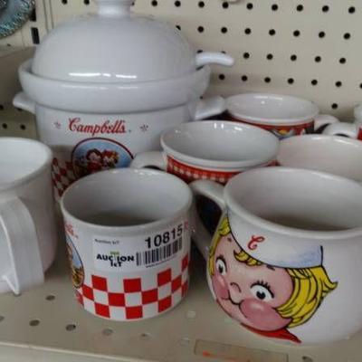 Campbell's soup mugs and serving pot