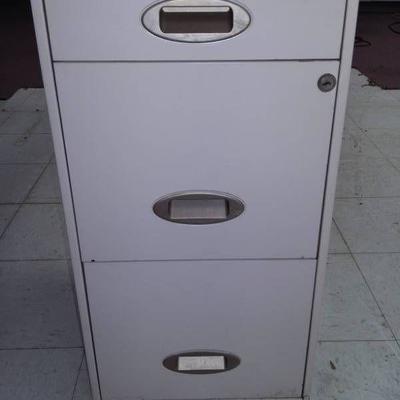 Three Drawer Metal Beige Filing Cabinet