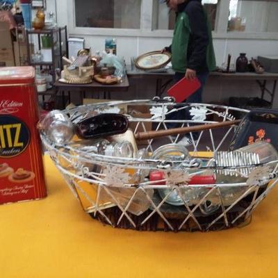 Metal Ritz Cracker Tin, Metal Basket and Other Vin ...